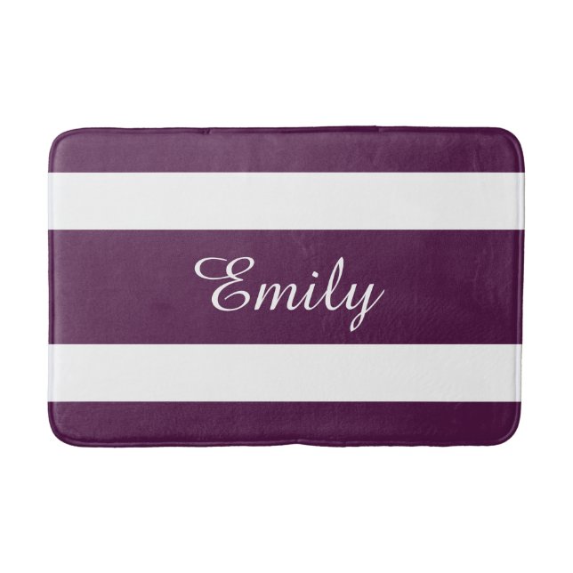 Modern Purple Stripes Pattern Bathroom Mat (Front)