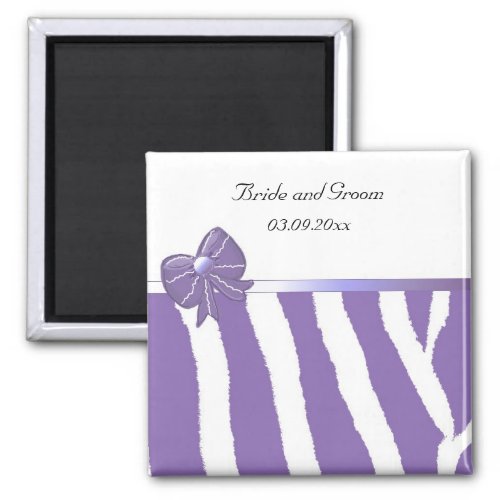 Modern Purple Stripes Save the Date Magnet