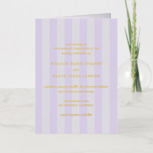 Modern Purple Stripes Wedding Foil Invitation