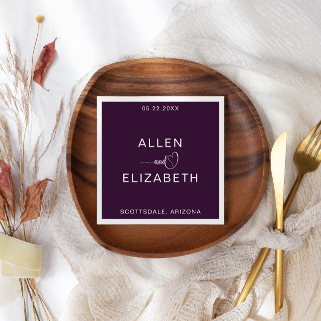 Modern Purple Stylish Personalized Wedding Napkins (Creator Uploaded)