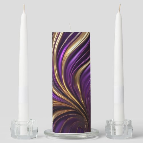 Modern Purple Swirl Unity Candle Set