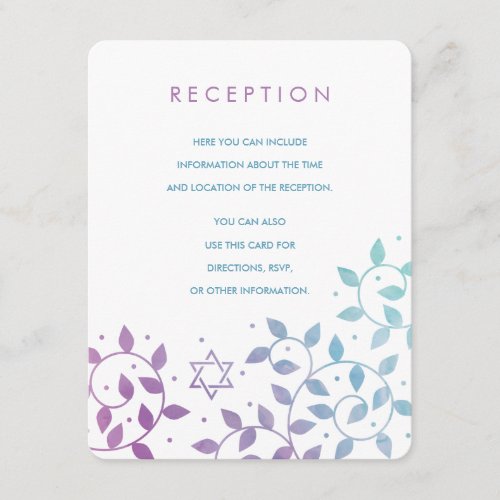 Modern Purple  Teal Bat Mitzvah Insert Cards