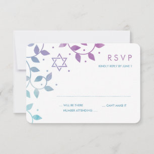 Modern Purple + Teal Bat Mitzvah RSVP Cards
