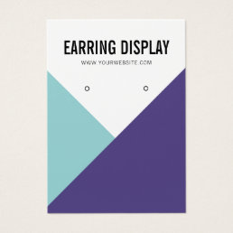 Modern purple teal colorblock logo earring display