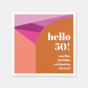 Modern Purple Terracotta Art Custom 50th Birthday Napkins