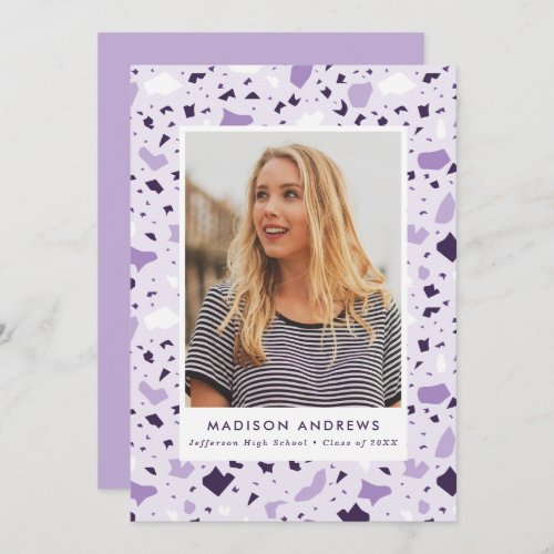 Modern Purple Terrazzo Photo Graduation Party Invitation