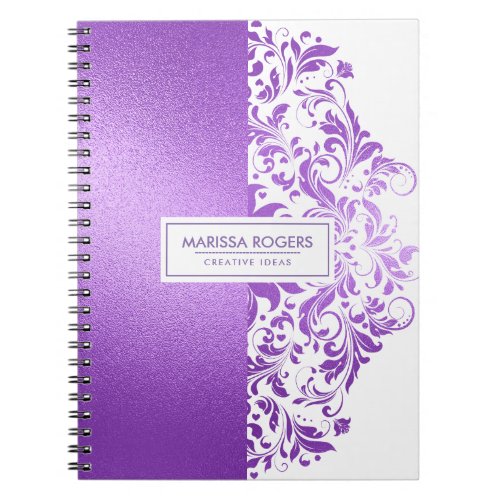 Modern Purple Texture  Swirls On White Notebook