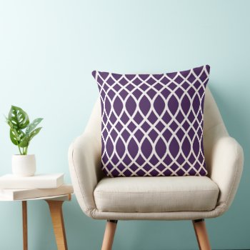 Modern Purple Trellis Framework Pattern Throw Pillow by plushpillows at Zazzle