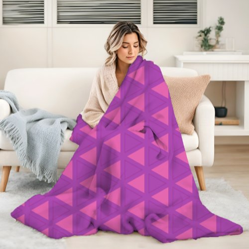 Modern Purple Triangle Pattern Fleece Blanket