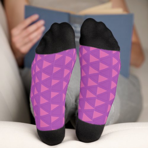 Modern Purple Triangle Pattern Socks