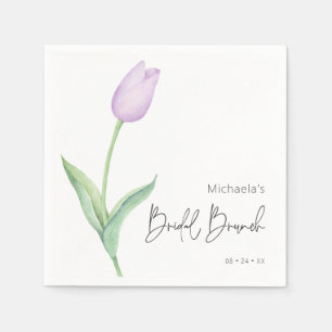 Modern Purple Tulip Solo Bridal Brunch Cocktail Napkins