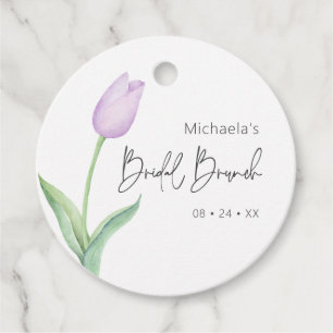 Modern Purple Tulip Solo Bridal Brunch Favor Tags