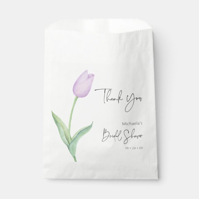 Modern Purple Tulip Solo Bridal Shower Favor Bag (Front)