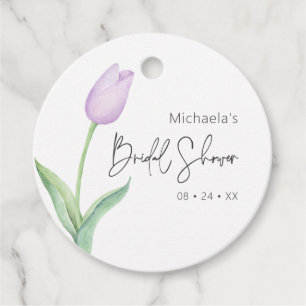 Modern Purple Tulip Solo Bridal Shower Favor Tags