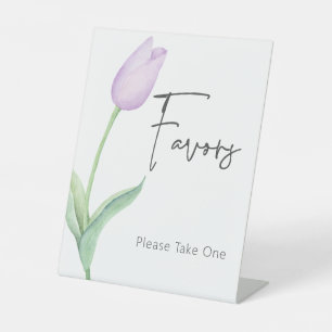 Modern Purple Tulip Solo Bridal Shower Favors Pedestal Sign