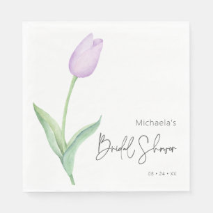Modern Purple Tulip Solo Bridal Shower Luncheon Napkins