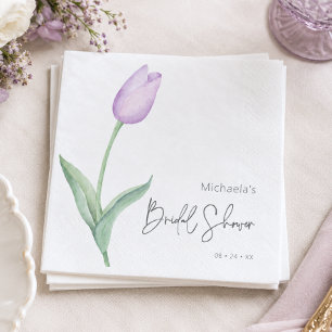 Modern Purple Tulip Solo Bridal Shower Luncheon Napkins