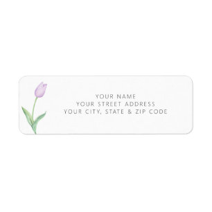 Modern Purple Tulip Solo Bridal Shower Registry Label