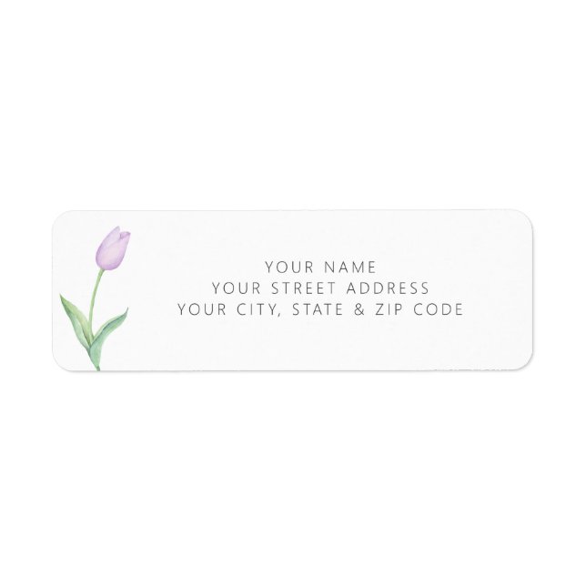 Modern Purple Tulip Solo Bridal Shower Registry Label (Front)