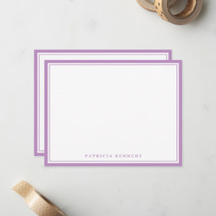 Modern Purple Two Border Name Personalized Note Card