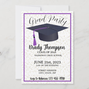Modern Purple Two Photo Graduation Party Invitation