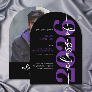 Modern Purple Typography Arch Grad Announcement
