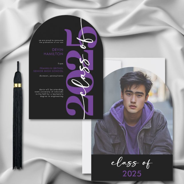 Modern Purple Typography Arch Grad Announcement (Creator Uploaded)