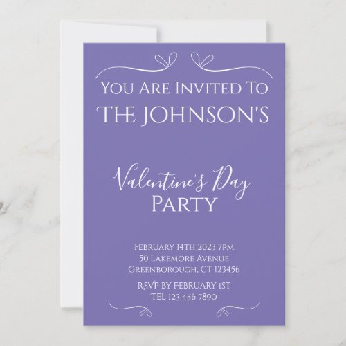 Modern Purple Valentines Day Party Invitation