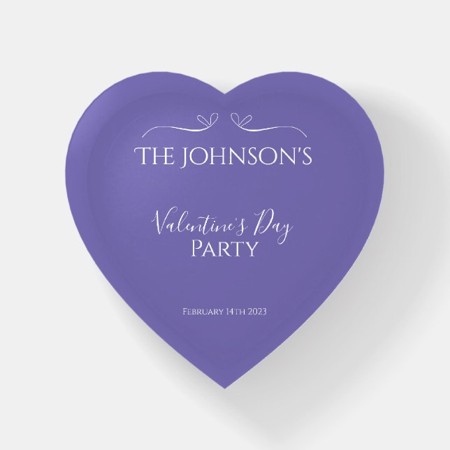 Modern Purple Valentines Day Party Keepsake Paperweight (Front)