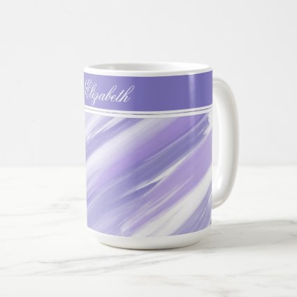 Modern purple violet abstract brushstrokes coffee mug