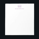 Modern Purple Violet Circle Two Monogram Initial Notepad<br><div class="desc">Personalized Circle Two Monogram Initials Notepad</div>
