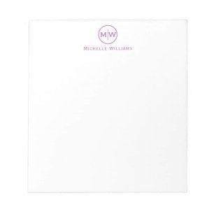 Modern Purple Violet Circle Two Monogram Initial Notepad