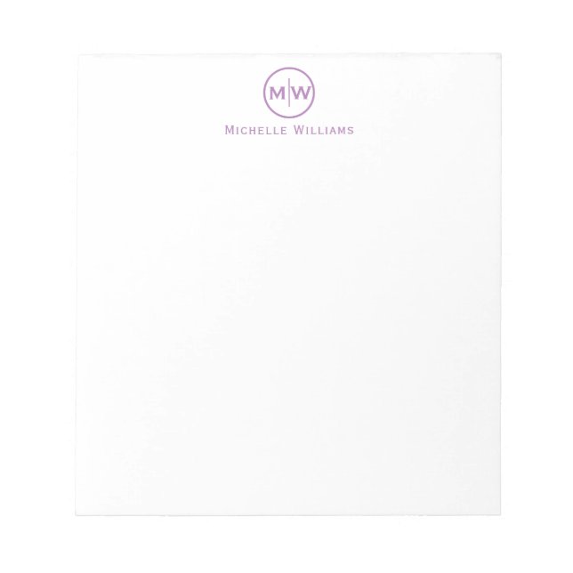 Modern Purple Violet Circle Two Monogram Initial Notepad (Front)