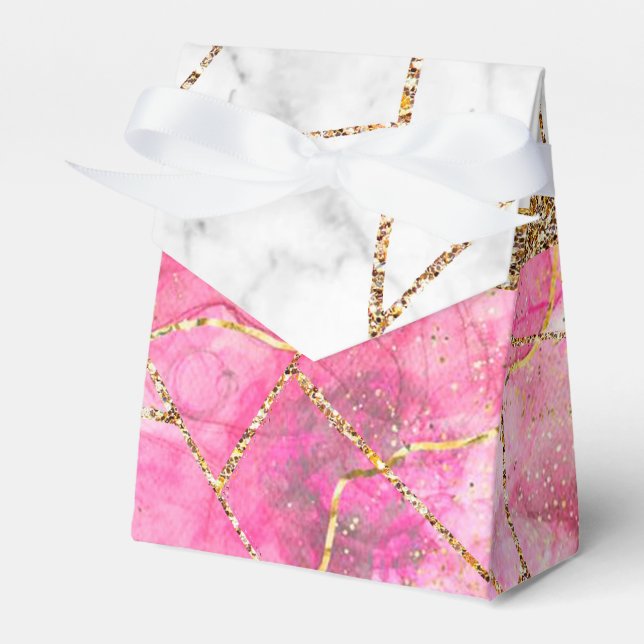 Modern Purple Violet Gold Agate Geode Monogram Fav Favor Boxes (Front Side)