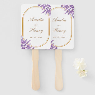 Modern Purple Violet Lavenders Floral Wedding Hand Fan