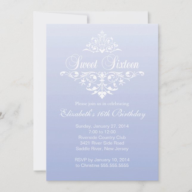 Modern Purple Violet Sweet Sixteen Birthday Party Invitation (Front)