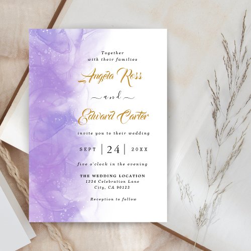 Modern Purple Violet Wedding Invitation