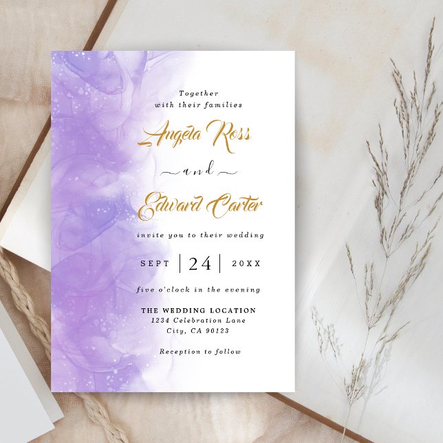 Modern Purple Violet Wedding Invitation (Creator Uploaded)