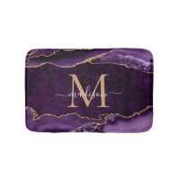 Modern Purple VioletGold Agate Geode Chic Monogram