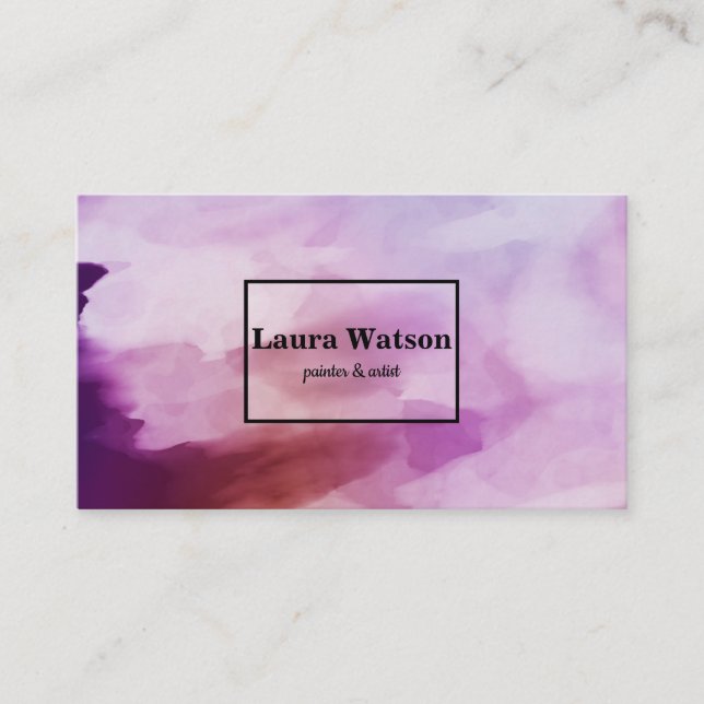 Modern Purple Watercolor Customized Business Card (Front)