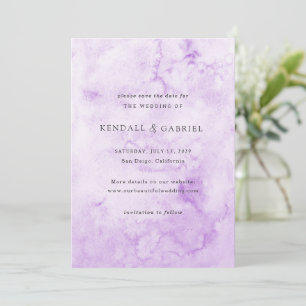 Modern Purple Watercolor Elegant Wedding Save The Date