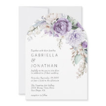 Modern Purple Watercolor Floral Wedding Invitation