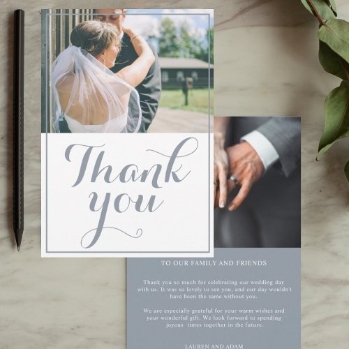 Modern Purple Watercolor Floral Wedding  Thank You Card