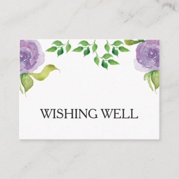 modern purple watercolor floral wishing well enclosure card