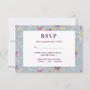 Modern purple watercolor flower RSVP Sage Card