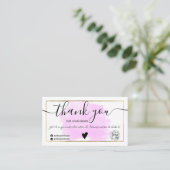 Modern purple watercolor gold foil order thank you business card (Standing Front)