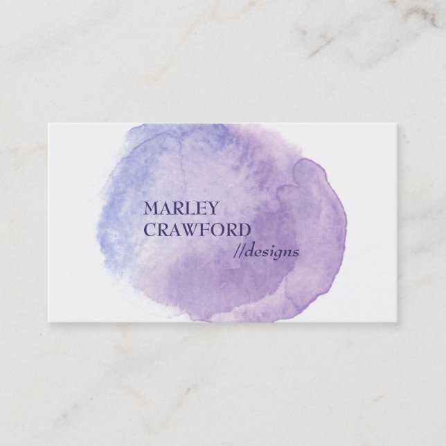 Modern Purple Watercolor Wash Business Card (Front)