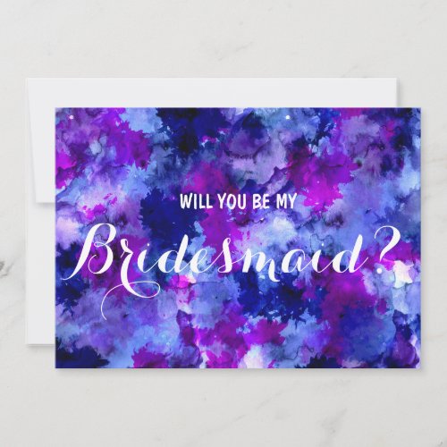 Modern purple watercolor Will you be my Bridesmaid Invitation