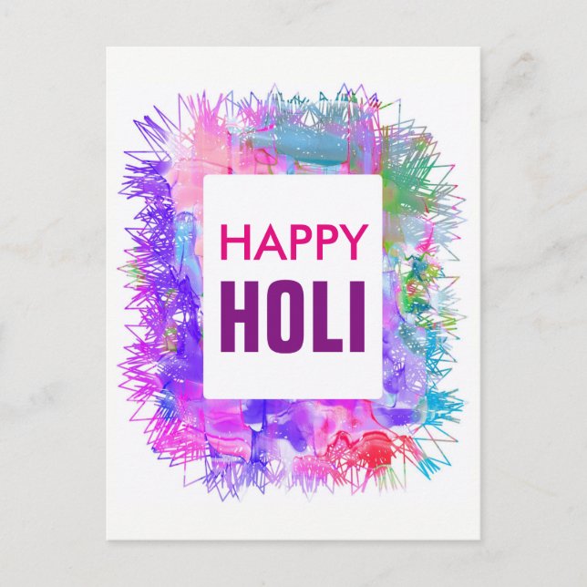 Modern Purple Watercolors Happy Holi Postcard (Front)