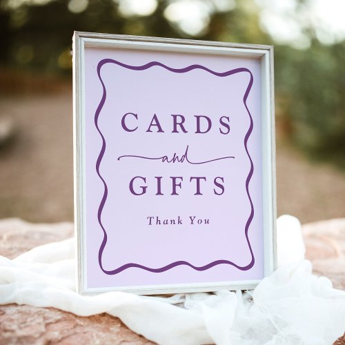 Modern Purple Wavy Frame Cards and Gifts Poster